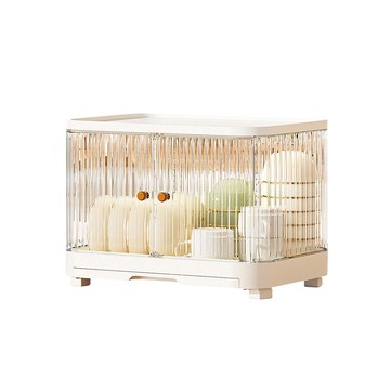 【Yeya也雅】流光輕奢風雙開門單層碗盤瀝水收納箱