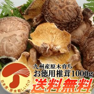 九州産原木乾し徳用椎茸 1kg 安心 安全 無農薬 出汁 ダシ だし 原木栽培 乾燥 干し 乾し しいたけ 椎茸 きのこ やさい 野菜 お徳用 送料無料