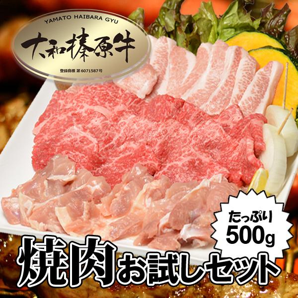 牛肉 黒毛和牛 A5 焼肉 お試しセット 大和榛原牛 カルビ 200g ＋ 大和美豚 豚とろ 150g ＋ 桜島どり モモ肉 150g 送料無料 冷凍便