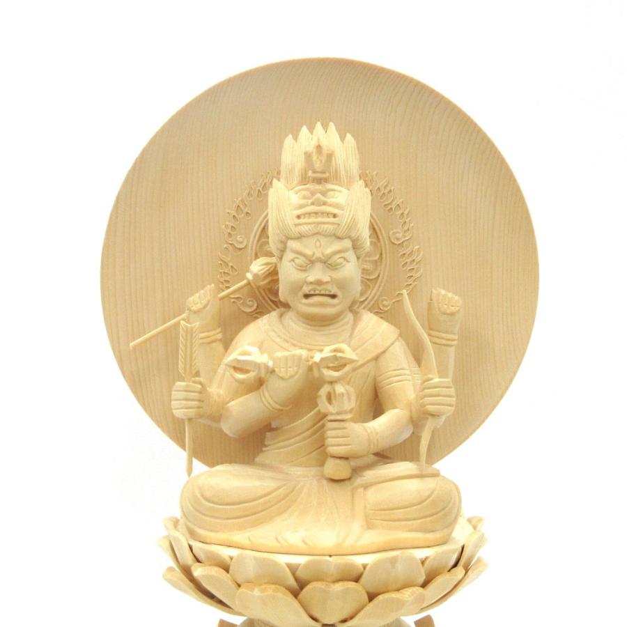 仏像 愛染明王 座像 2.5寸 円光背 宝瓶台 桧木