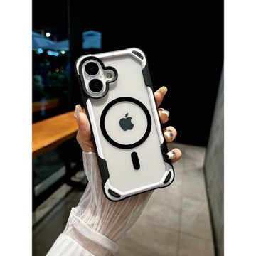 拼接撞色適用iPhone16promax磁吸手機殼蘋果15Pro簡約透明14pm全包四角防摔ip13保護套小眾無線充電ins風外殼
