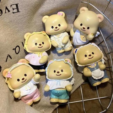 祖國版爆款黃油小熊換衣盲盒奶呼呼小熊周邊公仔可愛桌面擺件玩偶