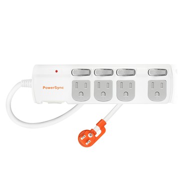 PowerSync 群加 5開4插防塵防雷擊抗搖擺延長線 TPS354DN9018  1.8m  1個  白色