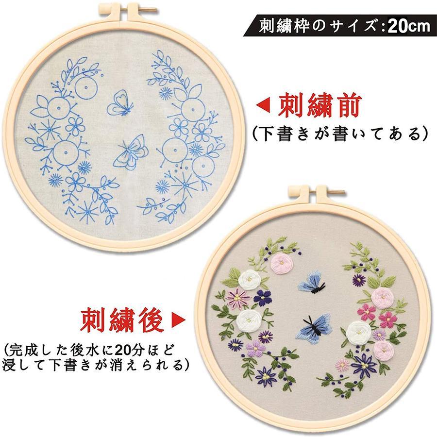 刺繍キットクロスステッチ図案手芸キットDIYサンプラー刺繍枠刺しゅうツール付き初心者簡単やり方立体パンジーの花柄手作り