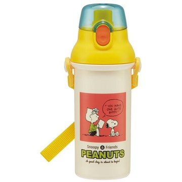 小禮堂 史努比 日本製 兒童直飲水壺 480ml Ag+ (米黃款) 4973307-564482