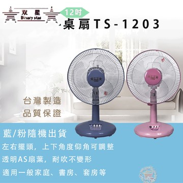 【雙星】12吋桌扇TS-1203超值兩台裝(顏色隨機)