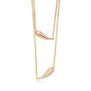 Love Decode 「愛情密語 」 雙色水滴 18K玫瑰金鑽石項鍊