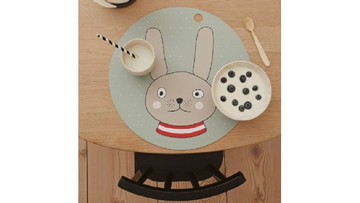 OYOY MINI 圓形矽膠餐墊 - 世界地圖 / 橄欖綠