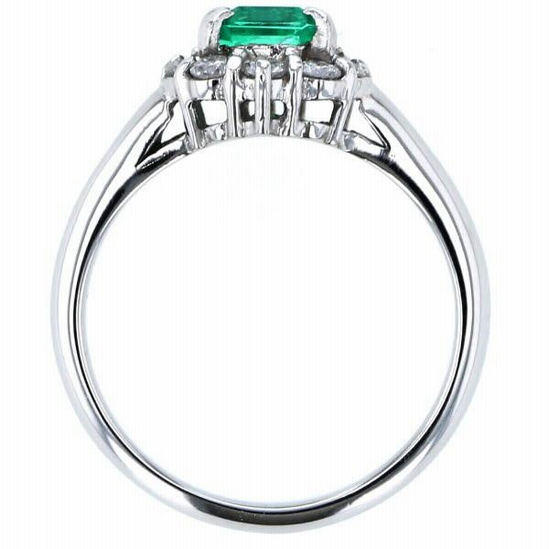 Pt850 天然エメラルド ダイヤモンド リング 値下げ Pt850 プラチナ リング エメラルド0.74ct ダイヤモンド
