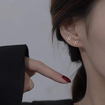 韓國東大門S925銀針小衆設計感小巧蝴蝶耳釘時尚輕奢簡約氣質耳飾 E401