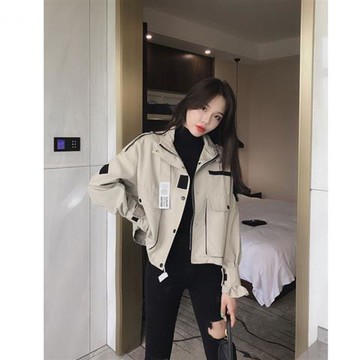 立領工裝夾克風衣女外套女裝百搭韓版寬松顯瘦潮春秋