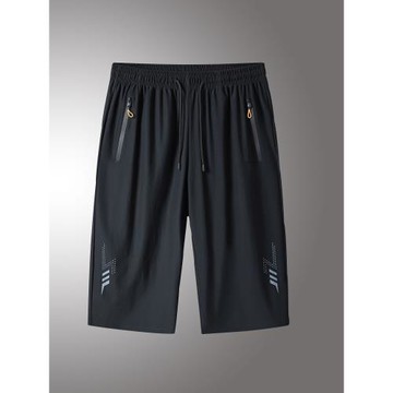 冰絲七分褲男士夏季薄款寬松休閑運動速干大碼夏天透氣短褲五分褲