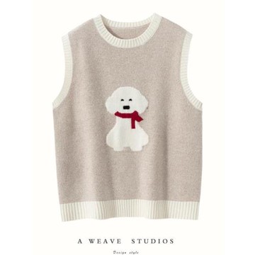 源自內蒙古產2024秋冬新款疊穿圓領羊絨馬甲女無袖毛衣寬松坎肩