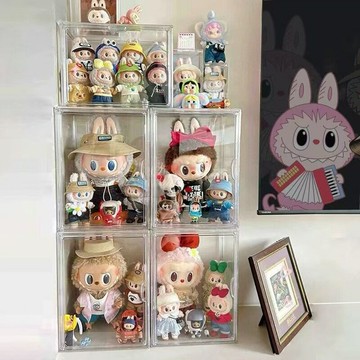 ?快速出貨? 公司貨 Labubu拉布布盲盒磁吸收納盒搪膠公仔防塵展示架泡泡瑪特玩偶手辦