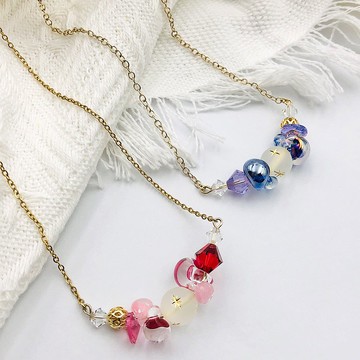 生日禮物/送禮【DIY材料包】水晶雨珠項鍊|可選色(含教學影片)