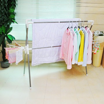易凱隆不銹鋼晾衣架落地折疊掛衣X型雙桿曬被架室內外伸縮曬衣架