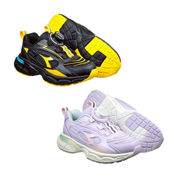 DIADORA迪亞多那 時尚兒童咔咔扣鞋 童運動鞋 童鞋 寬楦 輕量 吸震 保護後跟 抗菌 除臭 耐磨 防滑 黑黃 粉紫