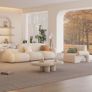 優樂悅~奶油風布藝沙發現代簡約小戶型輕奢美容院設計師網紅休息區接待椅