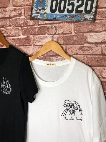 最具質感的客製化刺繡T　情侶家庭紀念專屬  線條繪製紀念禮物