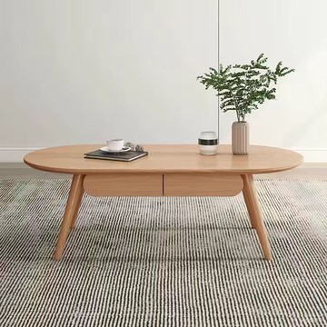 免運 開發票 純實木茶幾家用北歐日式小戶型客廳網紅白色方形簡約橢圓形小茶幾 快速出貨