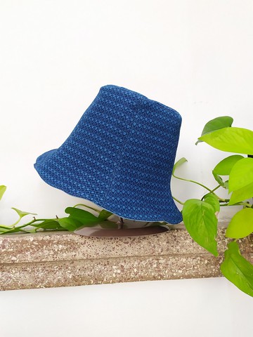 手工雙面漁夫帽/短帽簷/遮陽帽/牛仔/小菱格/深藍