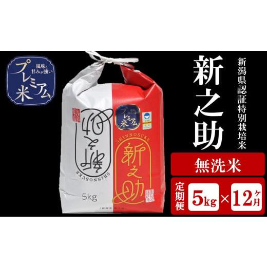 ふるさと納税 新潟県 柏崎市 令和5年産新米甘味の強いプレミアム米 新潟県認証特別栽培米 新之助 無洗米 5kg×12回（計 60kg）[U062]