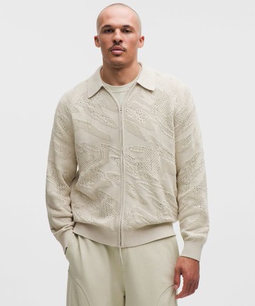 Cotton-Blend Knit Full-Zip Sweater SLNSH Collection Size Medium