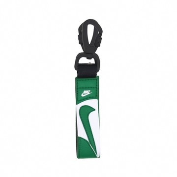 Nike 鑰匙圈 Premium Key Holder 綠 白 皮革 勾勾 荔枝皮 N101104831-1OS