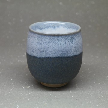 雙掛無光灰藍釉 雙層防燙杯 B 手作陶器