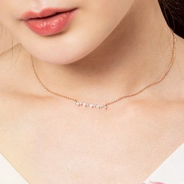 一字斜方排鑽項鍊-D20098