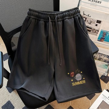 【林木木】五分短褲 美式短褲 印花短褲 夏天短褲 彈性短褲 寬鬆短褲 純棉短褲 抽繩短褲 女生短褲 休閒短褲女