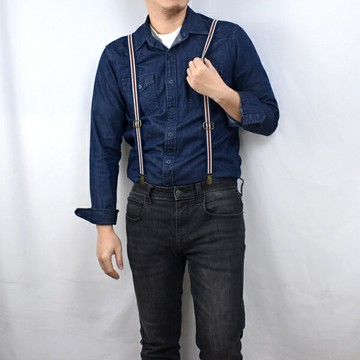 吊帶 藍白綠紅條紋後雙銅扣【NKD60】