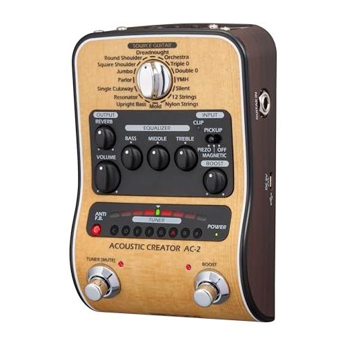 Zoom AC-2 Acoustic Creator, Acoustic DI with Tone Restoration, Tuner, Reverb, EQ, and Anti-Feedback