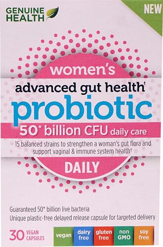 Genuine Health Women's Advanced Gut Health Probiotic Daily 50 billion CFU - 30 Vegan Capsules