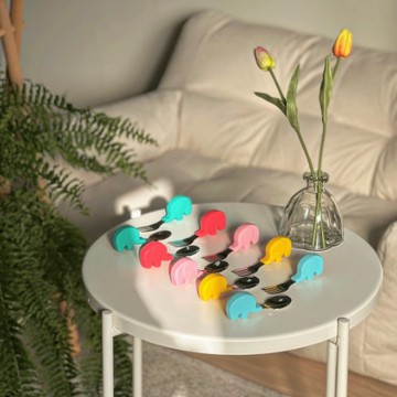 【寶寶市集】寶寶市集兒童餐具 304短柄兒童不銹鋼叉勺 可愛小象餐具 (五色任選)