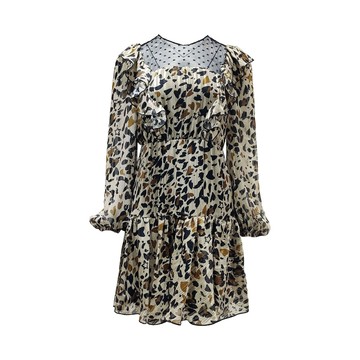 PINKO拼紗圖案長袖短洋裝