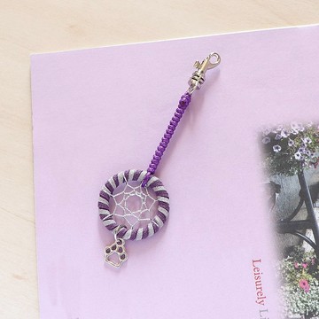 喵來了丨 Handmade 禮物 編織 捕夢網吊飾 包包吊飾-夢幻紫