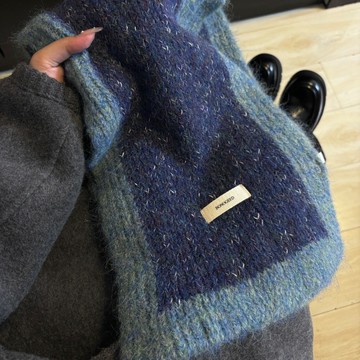 🔥優選好物🔥美拉德高級感秋冬馬海毛針織 毛線圍巾女 冬季學生保暖護頸圍脖 冬天圍巾 保暖騎車圍巾 交換禮物  小圍巾