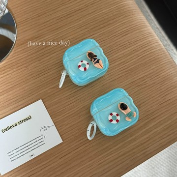 夏日立體泳池男女孩Airpodspro3耳機套 適用airpod4耳機殼 蘋果耳機Pro/2/3代保護套 全系列適用