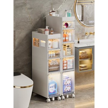 衛生間夾縫置物架浴室洗衣機收納柜儲物柜神器廁所馬桶側邊窄柜子