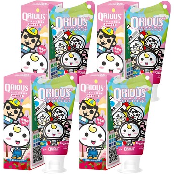 QRIOUS 奇瑞斯 雙效紫錐菊護齒膏 含單氟磷酸鈉1000ppm 可吞嚥配方 無人工防腐劑、色素和香料  蜜蜜粉草莓  款式隨機  60g  4條