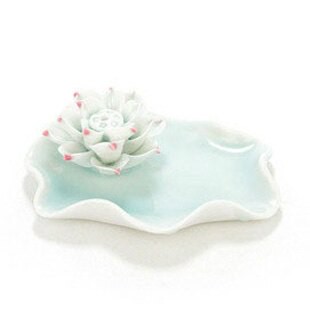 手工影青陶瓷創意實用荷花香插香盤熏香線香工藝