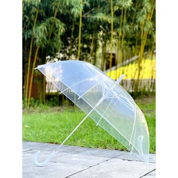 Qiutong強抗風男女加大純透明雨傘 自動長柄雙人用大傘情侶透明傘