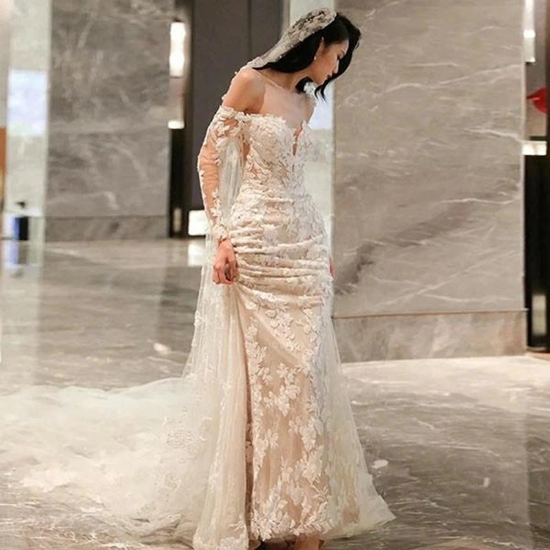 花嫁 ウェディングドレス マーメイドドレス プリンセスライン 白ドレス