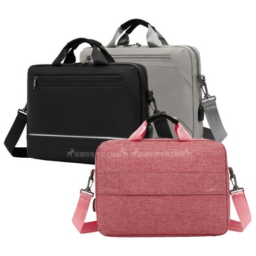 【J.S.優品】15.6吋 商務風範 夜行反光條 大容量/拉桿帶/USB充電 手提肩背防潑水平板筆電公事包