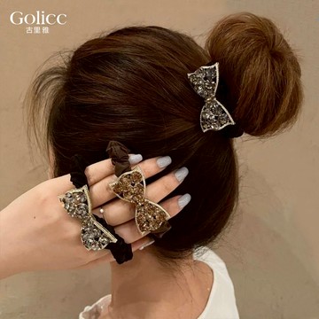 【Gulicc】古莉可 髮圈 韓國大水鑽蝴蝶結髮圈