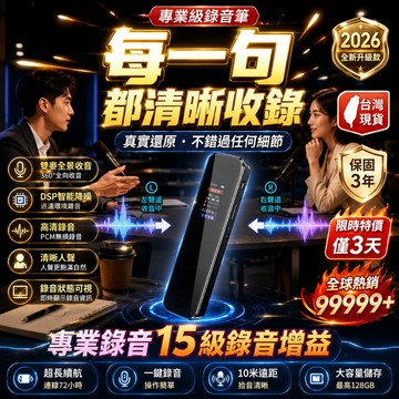 新品 錄音器 專業採訪錄音筆 雙麥高清收音 DSP智能降噪 1536K高清錄音 訪談會議適用 便攜錄音筆 監聽器 秘錄機
