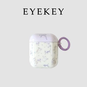 eyekey·ins紫色碎花蝴蝶結兔子適用AirPods4保護套AirPodsPro蘋果耳機套2無線藍牙airpods1/3新三四代少女款