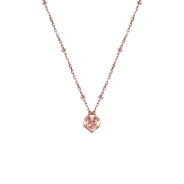 【Essence系列】培育鑽石粉紅色心型項鍊 - 14K 玫瑰金
