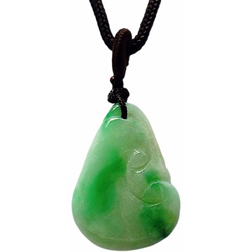 花開富貴白底起綠 天然A貨翡翠玉石吊墜子項鍊PP52